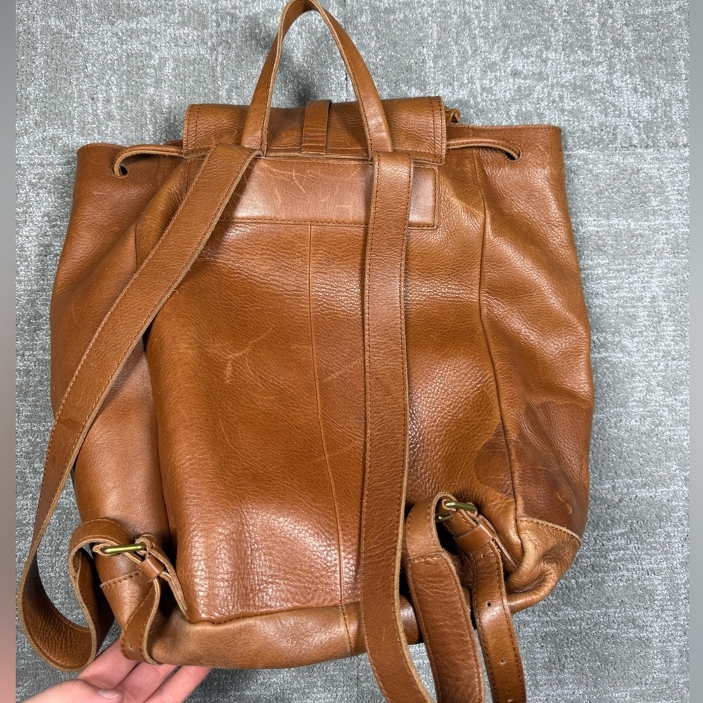 Madewell The Transporter Run Sack Brown Leather Backpack Bag Read Below - Picture 8 of 11